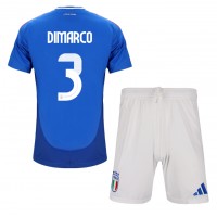 Taliansko Federico Dimarco #3 Domáci Detský futbalový dres ME 2024 Krátky Rukáv (+ trenírky)